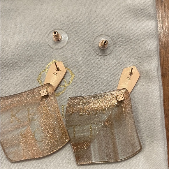 Kendra Scott Aislinn Dusted Gold Glass Pierced Drop Earrings EUC Retired 2018 - Picture 4 of 6